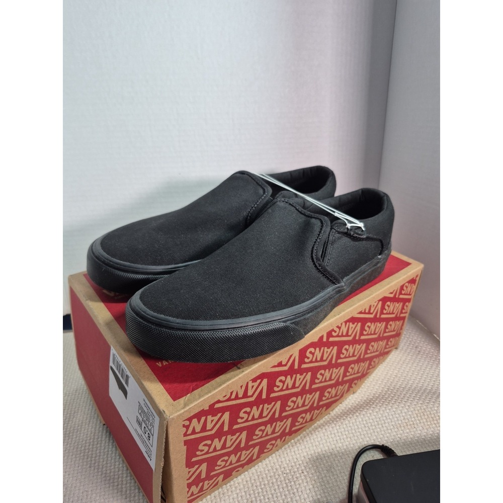 Vans Asher Canvas Black Size 8 -- All Black Skater Shoes Black on Black NEW